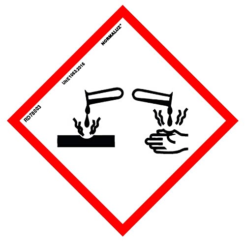Normaluz RD44603 - Señal Química Producto Químico Corrosivo Adhesivo De Vinilo 15x15 cm con CTE, RIPCI