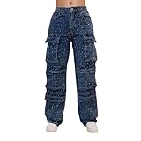 Generisch Wanderhose Damen Multi Taschen Relaxed-Fit Casual Strapazierfähig Einfarbiger Leicht...