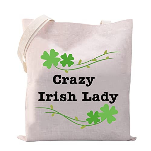 MYSOMY Irische Tragetasche, verrückte irische Damen, lustige irische Geschenke für Frauen, irisches Kleeblatt, Geschenk, Umhängetasche, irische Freundschaftsgeschenke, Crazy Irish Lady Tb Cover
