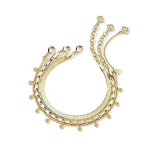 Kendra Scott Kassie Set of 3 Chain Bracelets in 14k Gold-Plated Brass, Fashion Jewelry For Women