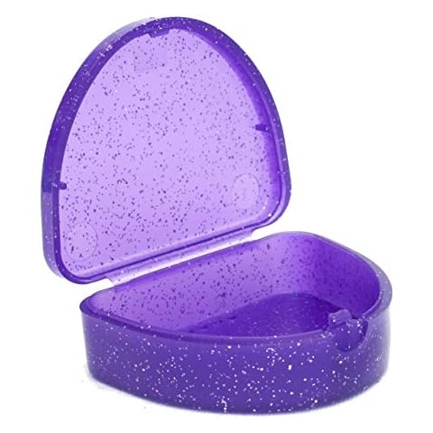 Slim Orthodontic Dental Case - Colour & Glitter Choices for Retainers, Bleaching Trays, Dentures & More (Glitter Purple) Cover