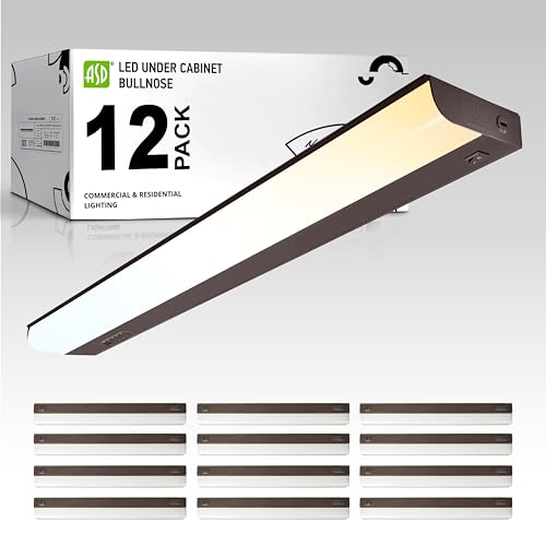 Image of ASD LED Under Cabinet Lighting Hardwired, 24 Inch 12W 2700K-5000K Selectable, 1051LM, CRI90+, Direct Wire Linkable Under Counter Lights for Kitchen, Dimmable Under Cabinet Lights, Bronze, UL, 12 Pack