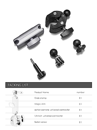 Supporto per Moto e Bici Actioncam, Manubrio in Alluminio Invisibile con Testa Sferica Girevole a 360° per Telecamera d'Azione X3 Go3 Hero 13 12 11 - RAM - Immagine 11