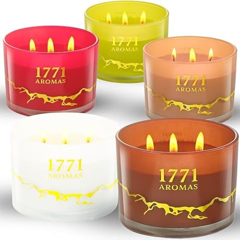 Vanilla, Coffee, Cocnut, Citronella and Strawberry Scented Candles - 100% Natural Soy Wax - Large 3 Wick Jar Candle - Up to 50 Hours Burning Time - Aromatherapy Candles for Home Cover