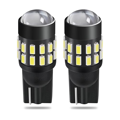 QAUBEN 194 LED Bulb Projector Lens 175 168 2825 W5W T10 Wedge 3014 SMD Lights Car Side Marker Interior Map Dome Trunk Parking Courtesy Lights 6000K White 12V-24V (Pack of 2)