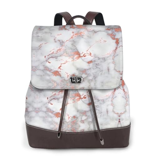 Sac à dos pour femme noir en cuir marbre blanc polyvalent voyage