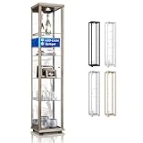 Présentation élégante : présentez vos précieux objets de collection avec style dans cette armoire en verre polyvalente avec éclairage LED et poignées argentées élégantes.