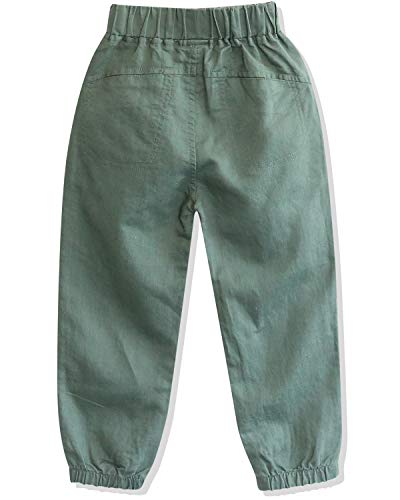 CUNYI Boys' Linen Pull-On Jogger Pants Solid Color Casual Pants2