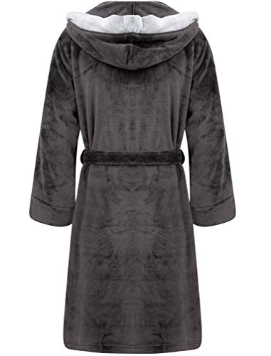 Buckingham Soft Fleece Bonded Dressing Gown With Hood In Dark Grey – Tokyo Laundry - L - 2