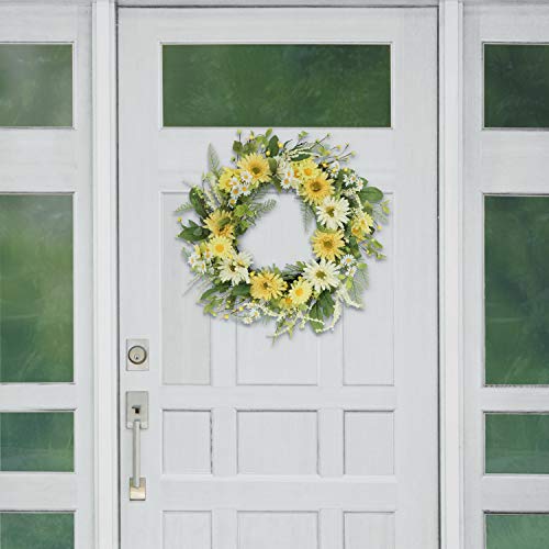Puleo International 24" Artificial Chrysanthemum And Daisy Floral Spring Door Wreath #TOP2