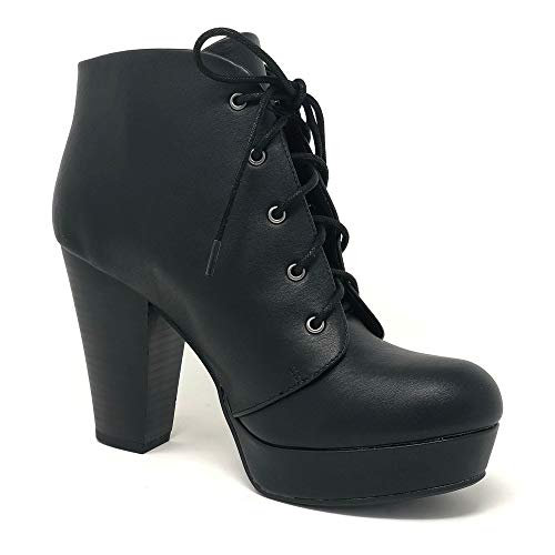 Soda Women's Agenda Ankle Lace Up Platform Chunky Heel Ankle Bootie2