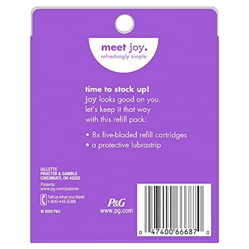 Joy Womens Razor Blade Refills, 8 Count, Purple, Lubrastrip To Help Avoid Skin Irritation #TOP3