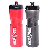 GORILLA SPORTS® Trinkflasche - 650ml, Auslaufsicher, BPA-Frei, Rot oder Schwarz - Wasserflasche, Fahrradflasche, Fahrrad Trinkflasche, Sportflasche, Bike Bottle, Sporttrinkflasche