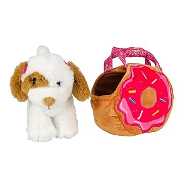 Barbie Pelúcia na Bolsinha Cachorrinha Branca e Marrom - Fun Divirta-se