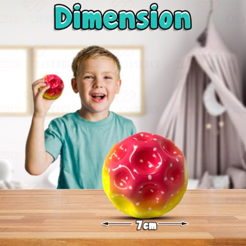 Image of Wembley Moon Ball High Bouncing Ball with for Kids Adults Pets Easy Grip Sports Space Ball with Craters Indoor Outdoor Toy Helps in Hand Eye Coordination Stress Relief - Pack of 2, Random Color