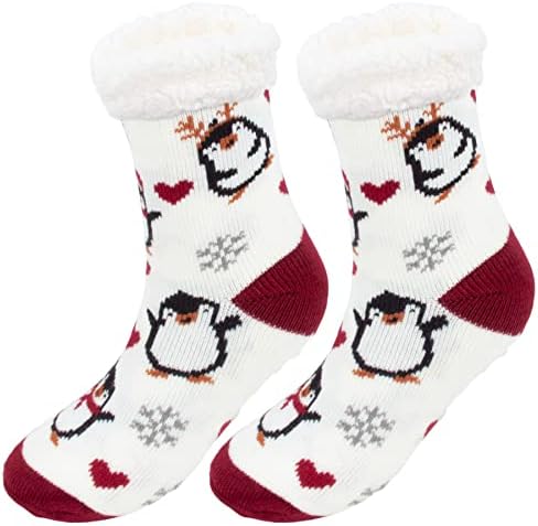 BOER Slipper Socks - Winter Ladies Non Slip Soft Cozy Slipper Socks Fleece Lined Fluffy and Furry Knitted Warm Home Socks