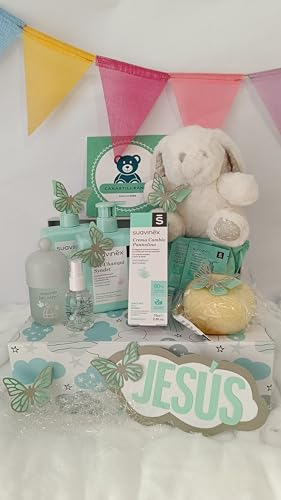 CANASTILLA PARA RECIÉN NACIDO VERDE. Regalo bienvenida en caja...
