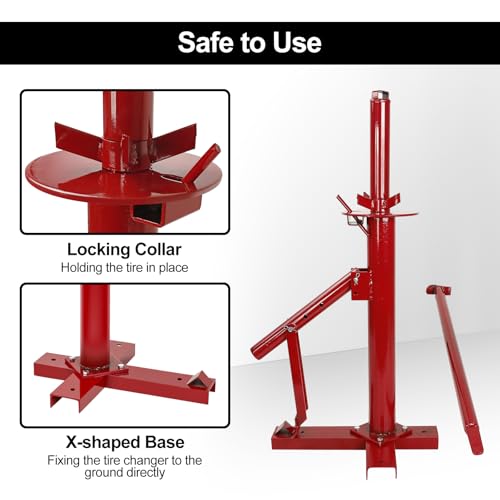 EASYBERG Portable Manual Tire Changer with Duck Head Adapter Kit with Centering Cone for 8\" - 16\" Car Tires - Thumbnail 2