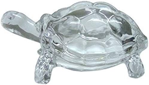 Satre Online And Marketing Crystal Glass Vastu & Feng Shui Turtle, Tortoise with Leaf Plate for Good Luck & Wealth Creation