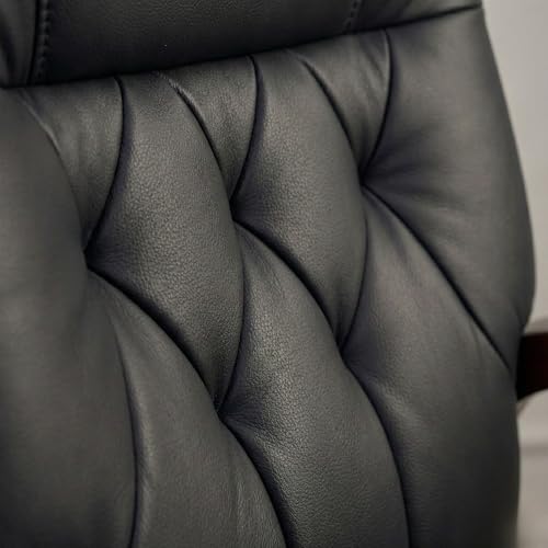 Image of Lakdi The Furniture Wooden Executive Chair for Office - High Back Leatherette Director Boss Chair with Solid Wood Base, Wooden Polish & Adjustable Height - 111011296 Black