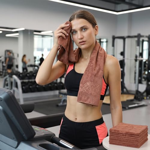 Image of Gym Towel for Men & Women Set of 2, 400 GSM Microfiber Hand Towels, Super Soft Quick Dry Sweat Towel for Workout, Sports, Yoga, Fitness, Travel & Daily Use, Multicolor