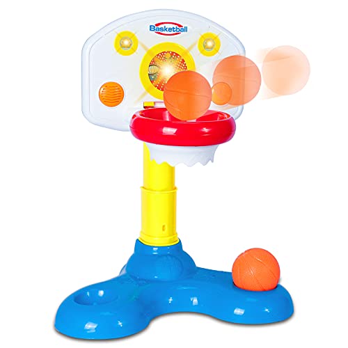 NextX Baby Basketball Hoop, 2 in 1 Interactive Sports Toy Set with Sounds and Lights, Play to Learn, Early Preschool Learning Indoor & Outdoor Game