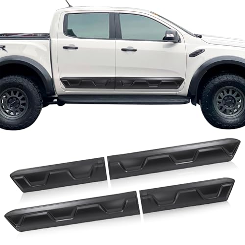 Body-Cladding Compatible with Ford-Ranger-Accessories 2012-2022 Side Door Protection Trim Strips, Ranger Wiltrak Raptor Stormtrak Limited XLT Double Cab Skirt Molding Protectors Edge Panel Guards