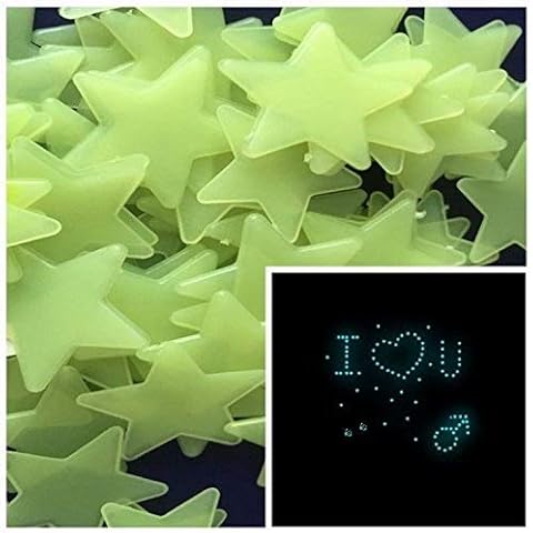 200PCS Home Wall Glow In The Dark Stars Stickers Decal Baby Kid's Nursery Room - DIY Wall Decal - Light Green - Plastic Luminous Wall Stickers Bedroom Decoration by ZooYoo Cover