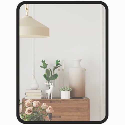 HOMCOM Rectangular Wall Mirror, 40.5 x 30 cm Modern Decorative Mirror with Metal Frame for Living Room, Entryway, Bedroom, Hallway, Black
