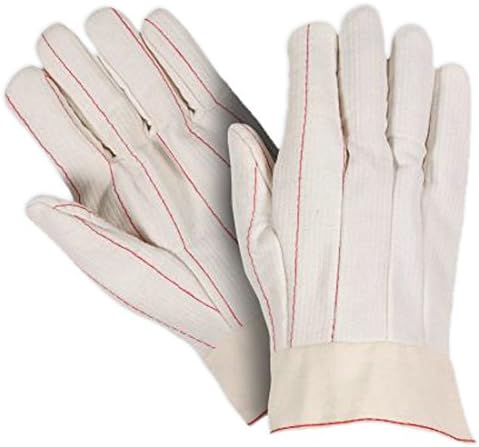 UCHF18WBT Corded Poly/Cotton Outer Oil Field Gloves, Heavy Weight, Non-Woven Liner, Band Top Cuff, White (Pack of 12)