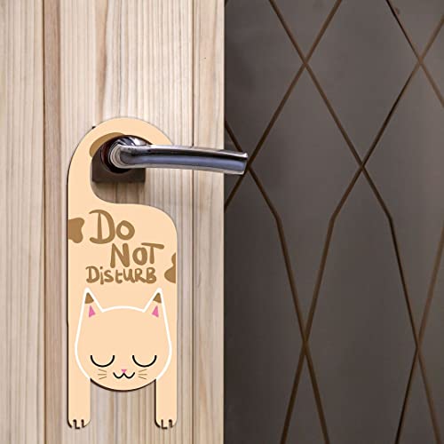Image of CVANU Do Not Disturb Cat Shaped Wooden Door Sign Hanger Size(24cm x 8.5cm) cv64