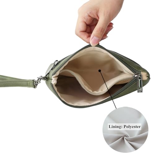 Image of Small Wristlet Wallets for Women, Zip Clutch Bag with Wristlet Pouch, 3-Zipper Original Design