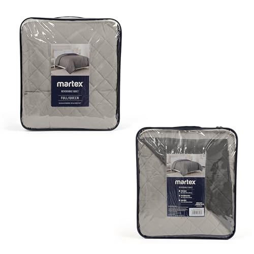 Image of Martex Reversible Coverlet, Full Queen, Light Gray /Graphite | Lightweight, Durable, Soft, Easy Care, Reversible