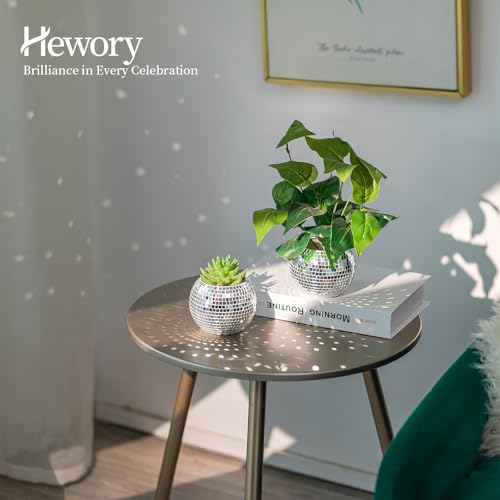 Image of Disco Ball Vases for Table Centerpieces - Hewory 6pcs Silver Mirror Glass Planters Flower Pot Containers, Bulk Disco Balls Bowl Candle Holders for Wedding Bridal Shower Birthday Events Party Decor