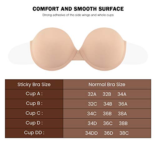 Hansca HC818-NU-A-2 Women’S Backless Strapless Push Up Bra Thick Padded Sticky Underwired Bras Self Adhesive thumb #2
