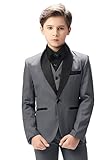 Boys Formal Suit for Teenager Slim Fit Kids Tuxedo Blazer Pants Vests Wedding Dress Boys Suit Set Gray Boy Suits Size 14