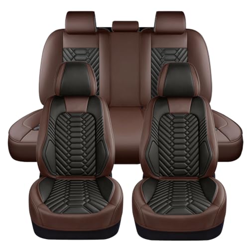 Image of Foneso Car Seat Covers for 5 Seats Vehicles 3D Full Coverage | Faux Leather Seat Covers, Comfortable Automotive Seat Protector for Most Sedans Trucks SUV