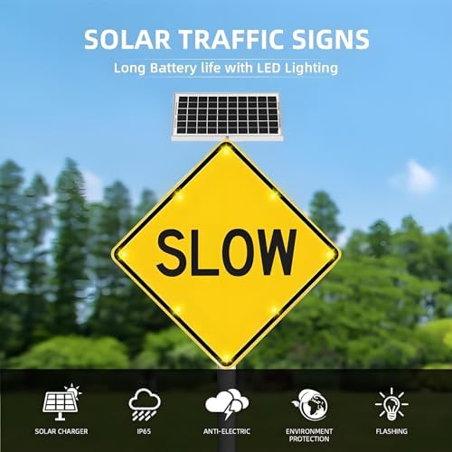 30In Solar Powered LED Flashing School Zone Sign - High Visibility Pedestrian Crossing Signal, Reflective Traffic Warning for Safety (1pc)