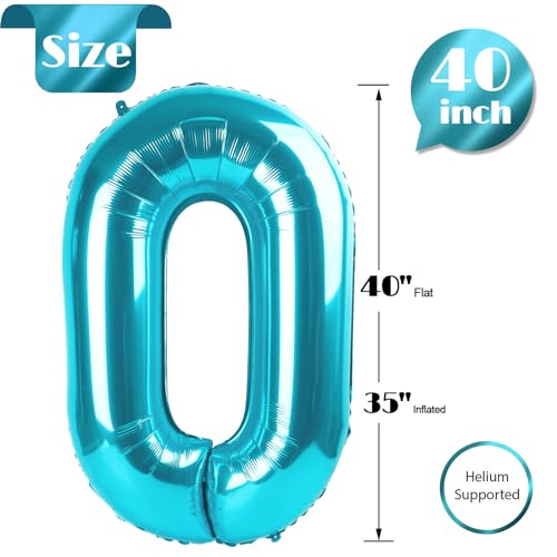 Blue Number 19 Balloon 40 inch, 19 Number Balloons, 19th Blue Birthday Decorations for Girls Boys Kids, 19 Year Old Girls Boys Blue Party Supplies - 6