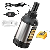 Ecarke Cordless Submersible Water Pump Compatible with Dewalt 20V Battery, 1268GPH Brushless High Flow Sump Pump with 6.5ft Hose, Portable Electric Water Pump for Swimming Pool Draining (Tool Only)