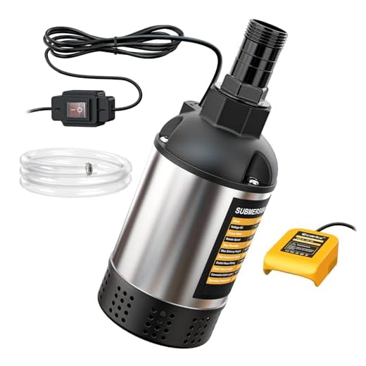 Ecarke Cordless Submersible Water Pump Compatible with Dewalt 20V Battery: 1268GPH Brushless High Flow Sump Pump with 6.5ft Hose, Portable Electric Water Pump for Swimming Pool Draining (No Battery)
