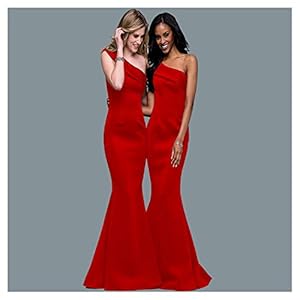 Mode Bruidsmeisjekleding Long Prom Dress Jassen Bruiloftsgast Party Evening Dress Een Schouder Robe (Color : Red, Size : L)