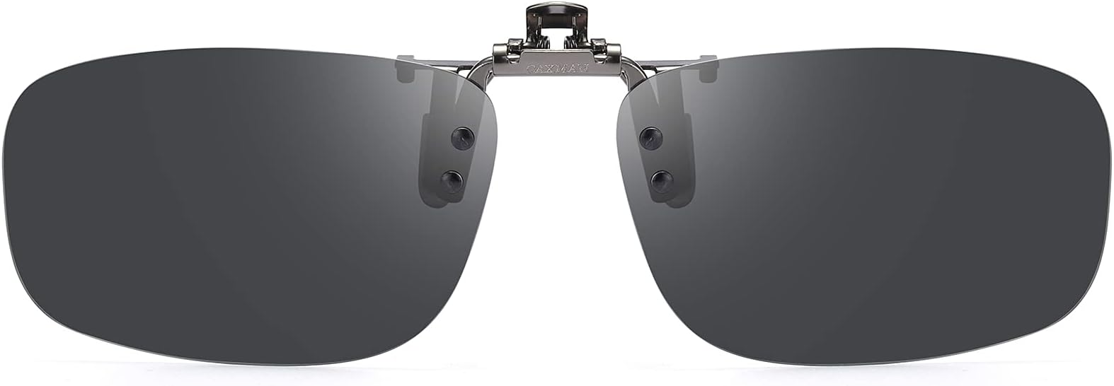 Polarized Clip On Sunglasses Over Prescription Glasses or Reading Glasses for Men Women Flip Up Rimless Rectangle Lens Cover Eyeglasses, Grey Lens, 57 * 36mm