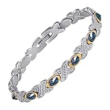 EnerMagiX Magnetic Ankle Bracelets for Women, Stainless Steel Magnetic Anklet with Blue Stones, Fashion Jewelry Present (0137SGD)