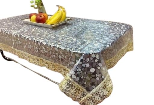 6-Seater Dining Table Cover – Transparent PVC with Golden Edge, Table Cover_024_Golden-image-41