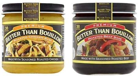 Premium Roasted Beef Base & Roasted Chicken Base 8 ounce Jars (Pack of 2)