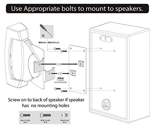 Mount-It! Heavy-Duty Speaker Wall Mount, Universal Adjustable Design For Bookshelf, Large Or Small Speakers, 1 Pair, 22 Lbs Capacity, Black #TOP5