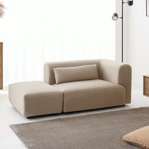VENTOTA ソファベッド 2人掛け ソファー オットマン付き 片肘 犬猫対策 レイアウト自由 ローソファ コンパクト ソファーベッド セミダブル 一人暮らし 多用途使用シーン リビングソファ sofa bed 快適な座り心地 (右肘)Colce-L L