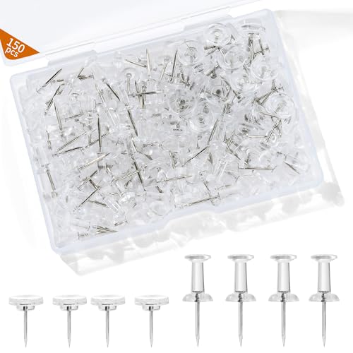 150 Pcs Push Pins, Clear Thumb Tacks, Plastic Push Pins for Cork Board, Flat Head Thumb Tacks for Bulletin Boards and Wall Displays Heavy Duty image 6