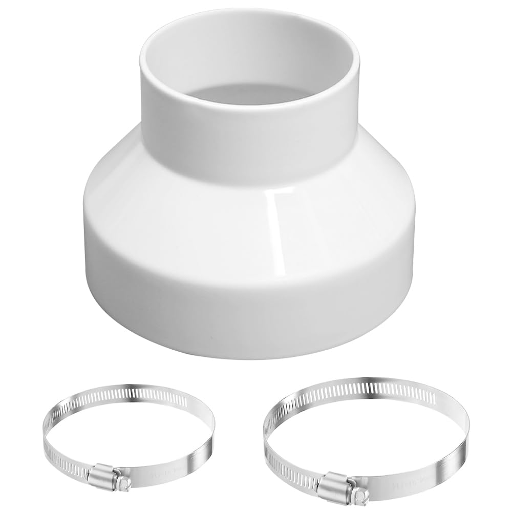Ducting Reducer, 150mm to 100mm/6 to 4 inch Extractor Fan Reducer, Duct Pipe Reduction Connector mit Stainless Hose Clips(91-114mm,141-165mm) Joint Duct Pipe Connector Adaptor